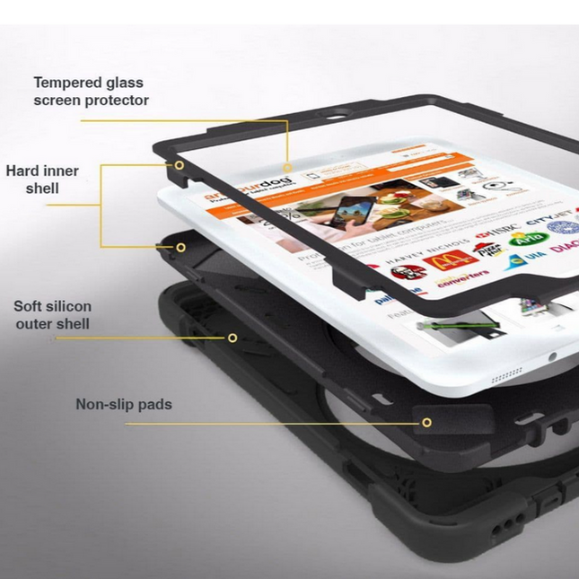 Armourdog Rugged case met handstrap en schouderband voor  iPad 2017/18 9.7