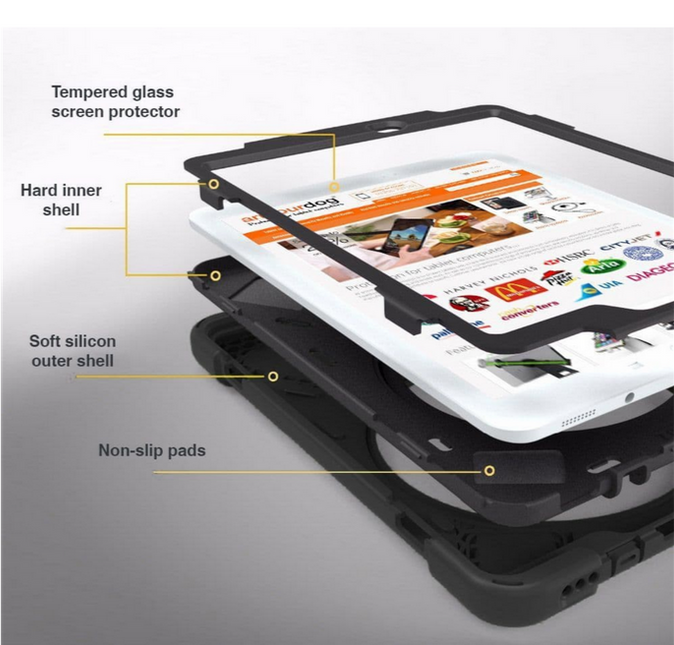 Armourdog Rugged case met handstrap en schouderband voor  iPad 2017/18 9.7