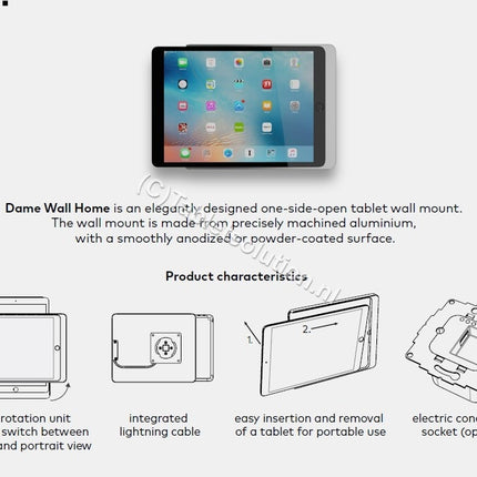 Displine Dame Wall Home Slide-in wandhouder iPad Air / Pro 11", zwart