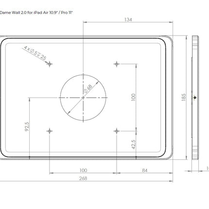 Displine Displine Dame Wall 2.0 Wandhouder voor iPad Air 10.9/11" Zilver
