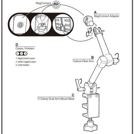 Joy Factory MagConnect™ Carbon Fiber C-klem Mount dubbel (Mount Only) MMU116