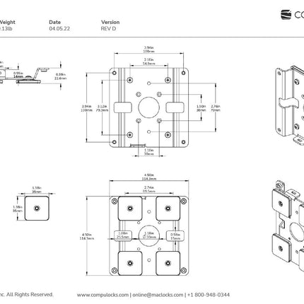 Maclocks Compulocks Tablet / iPad Glass Mount Kit 201MGL