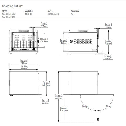 Maclocks Oplaad- en afsluitbare behuizing voor tablets – USB-C PD 3.0