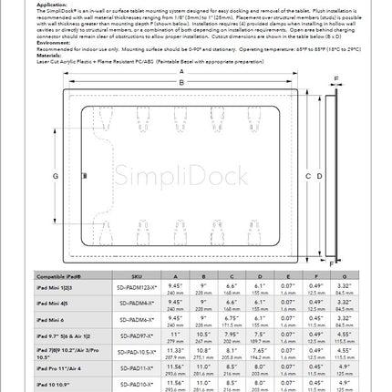 SimpliDock iPad 10.2  inbouw wandhouder Zwart