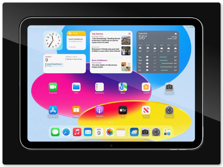SimpliDock iPad® 10th en 11th Gen    inbouw wandhouder Zwart