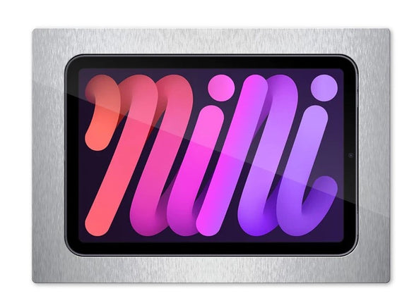 SimpliDock iPad mini 6|7 (A17 Pro) inbouw wandhouder -RVS-Look