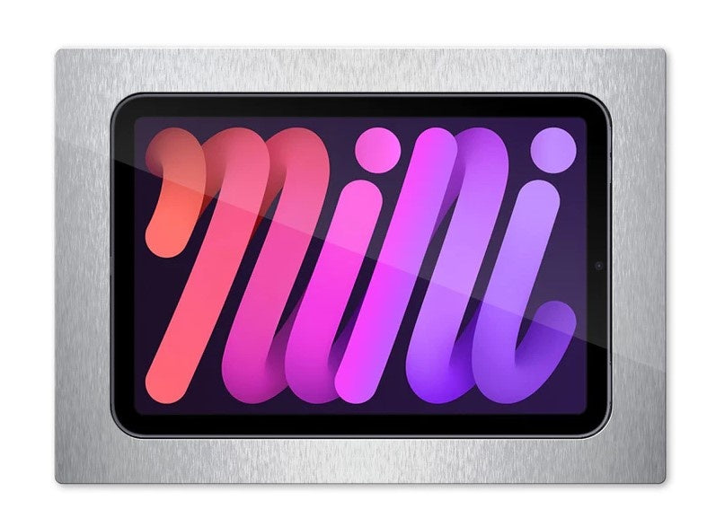 SimpliDock iPad mini 6|7 (A17 Pro) inbouw wandhouder -RVS-Look