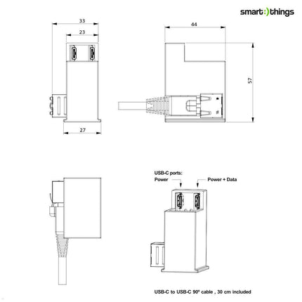 Smart Things sCharge PoE FIT oplader met USB-C power & data connectie S28C