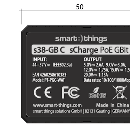 Smart Things sCharge PoE GBit oplader met USB-C power & data connectie S38C