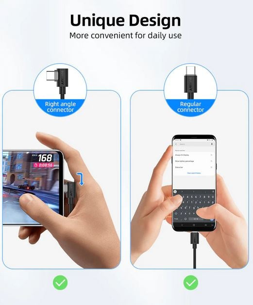 Tabletsolution Haakse USB-C naar USB-C kabel oplaadkabel  1mtr