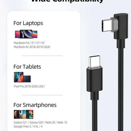 Tabletsolution Haakse USB-C naar USB-C kabel oplaadkabel  1mtr