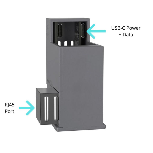 Tabletsolution PoE+ naar USB-C Adapter, 25W, 100 Mbit/s, met Haakse USB-C Kabel