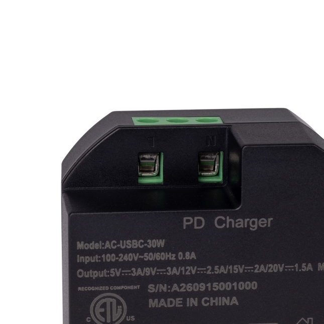 Tabletsolution USB-C Voedingsadapter 30W Inbouw