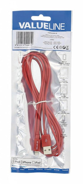 Tabletsolution.nl 2 meter USB lightning sync & charge-kabel Rood