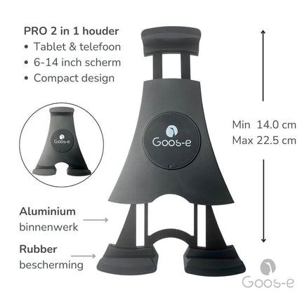 Tabletsolution.nl GOOS-E Tablet houder & Telefoonhouder PRO - buis pijpklem - hals 35 of 55 cm