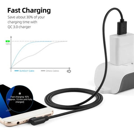Tabletsolution.nl Haakse USB-A naar USB-C kabel oplaadkabel , 30 cm