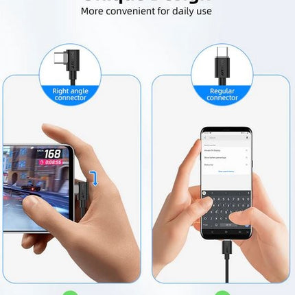 Tabletsolution.nl Haakse USB-C naar USB-C kabel oplaadkabel , 30 cm