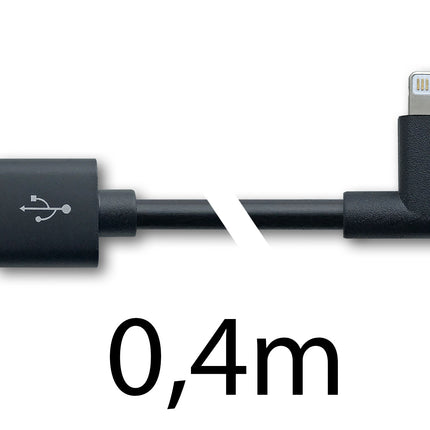 Tabletsolution.nl Kabel USB-A naar Lightning haakse stekker, 40 cm