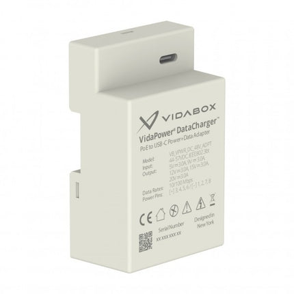 Vidamount 48V VidaPower® DataCharger™ : 802.3bt CAT5 / PoE naar USB-C Adapter (Voeding+Data)