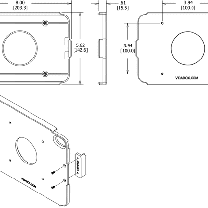 Vidamount iPad Mini 6 & 7  open  iPadhouder met muur montage