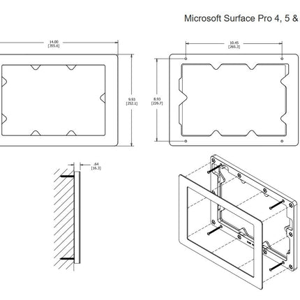 Vidamount On-Wall wandhouder Microsoft Surface Pro7, 6, 5 & 4  - Wit