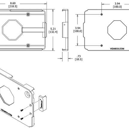 Vidamount Samsung Galaxy Tab A9+/A11+ (11") open  tablethouder met muur montage